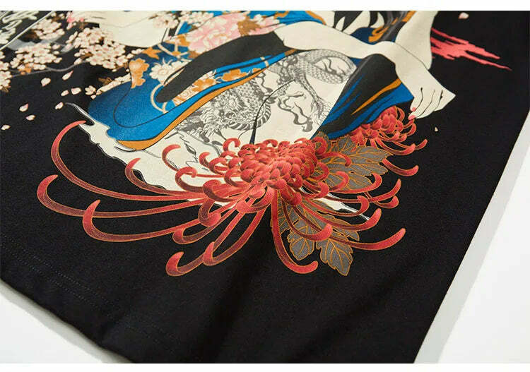 Y2K Sakura Samurai Tee - Retro 90s Grunge, Pastel Goth, and Summer Y2K Fashion