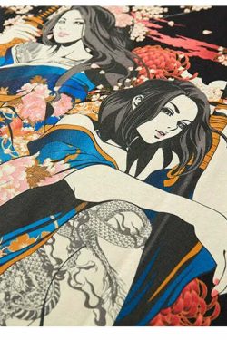 Y2K Sakura Samurai Tee - Retro 90s Grunge, Pastel Goth, and Summer Y2K Fashion