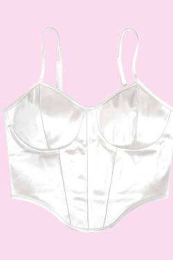 Y2K Satin Bustier Top Pearl White - 90s Grunge, Retro Summer, Party & Club Outfits