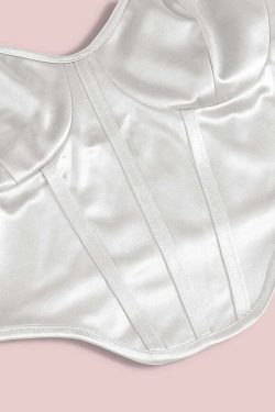 Y2K Satin Bustier Top Pearl White - 90s Grunge, Retro Summer, Party & Club Outfits