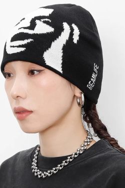 Y2K Scream Beanie - Retro 90s Grunge, Gothic Y2K, Summer Y2K Outfits, Y2K