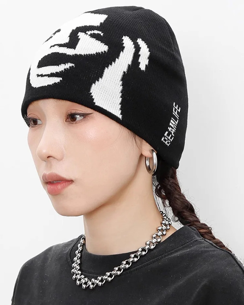 Y2K Scream Beanie - Retro 90s Grunge, Gothic Y2K, Summer Y2K Outfits, Y2K