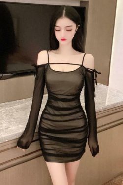 Y2K Sexy Long Sleeve Mini Dress - 90s Grunge, Retro Summer, Party & Club Outfits