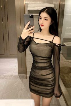Y2K Sexy Long Sleeve Mini Dress - 90s Grunge, Retro Summer, Party & Club Outfits