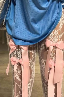Y2K Sheer Lace Flare Pants - Retro 90s Grunge, Summer Outfits, Party & Club Fashion