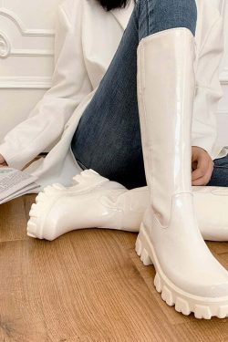 Y2K Shiny Knee-High Boots - Retro 90s Grunge, Summer Party, Club & Popstar Outfits
