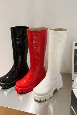 Y2K Shiny Knee-High Boots - Retro 90s Grunge, Summer Party, Club & Popstar Outfits