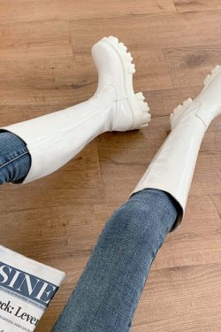 Y2K Shiny Knee-High Boots - Retro 90s Grunge, Summer Party, Club & Popstar Outfits