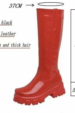 Y2K Shiny Knee-High Boots - Retro 90s Grunge, Summer Party, Club & Popstar Outfits