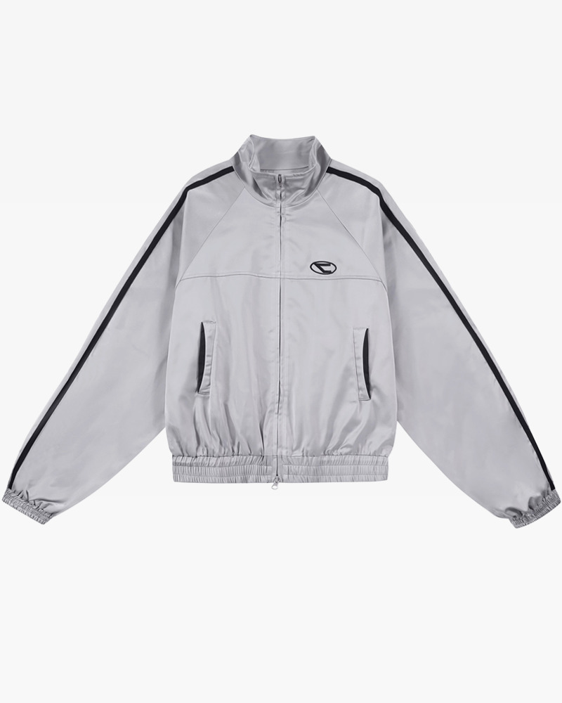 Y2K Silver Track Jacket - 90s Grunge, Retro Hip Hop, Summer Y2K Outfits, Pastel Goth Style