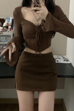 Y2K Skirt Set: Retro 90s Grunge Summer Outfit, Baby Tees, Pastel Goth, Popstar Vibes