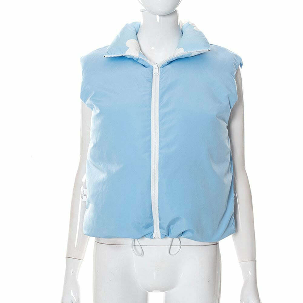 Y2K Sky Cloud Puffer Jacket - Retro 90s Grunge, Summer Y2K Outfits, Pastel Goth Fashion