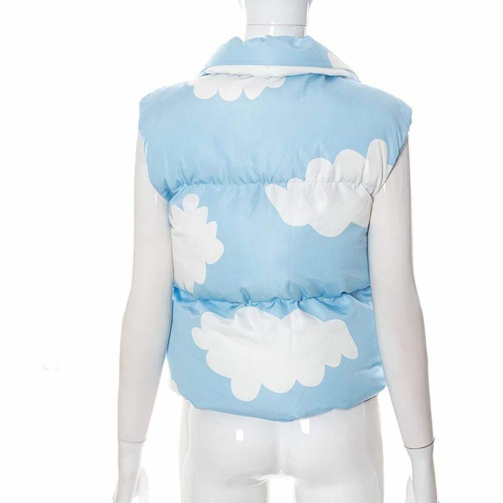 Y2K Sky Cloud Puffer Jacket - Retro 90s Grunge, Summer Y2K Outfits, Pastel Goth Fashion