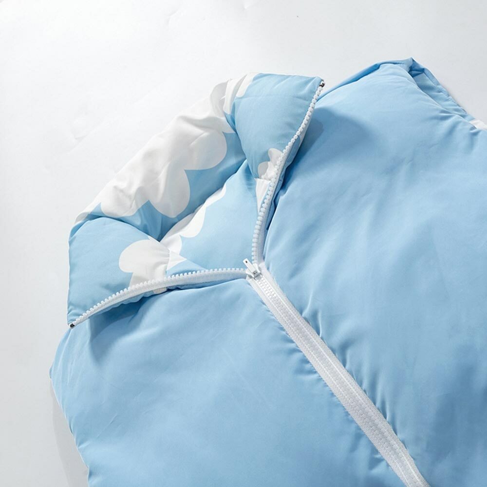 Y2K Sky Cloud Puffer Jacket - Retro 90s Grunge, Summer Y2K Outfits, Pastel Goth Fashion