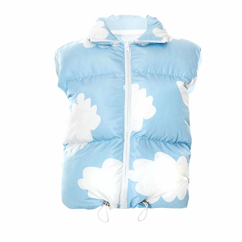 Y2K Sky Cloud Puffer Jacket - Retro 90s Grunge, Summer Y2K Outfits, Pastel Goth Fashion