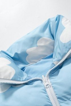 Y2K Sky Cloud Puffer Jacket - Retro 90s Grunge, Summer Y2K Outfits, Pastel Goth Fashion