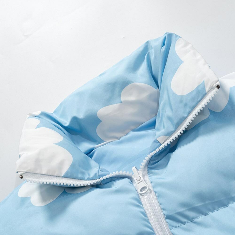 Y2K Sky Cloud Puffer Jacket - Retro 90s Grunge, Summer Y2K Outfits, Pastel Goth Fashion
