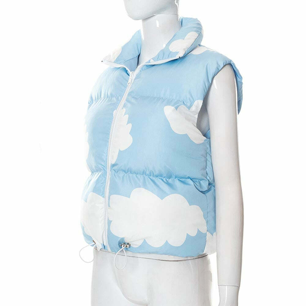 Y2K Sky Cloud Puffer Jacket - Retro 90s Grunge, Summer Y2K Outfits, Pastel Goth Fashion