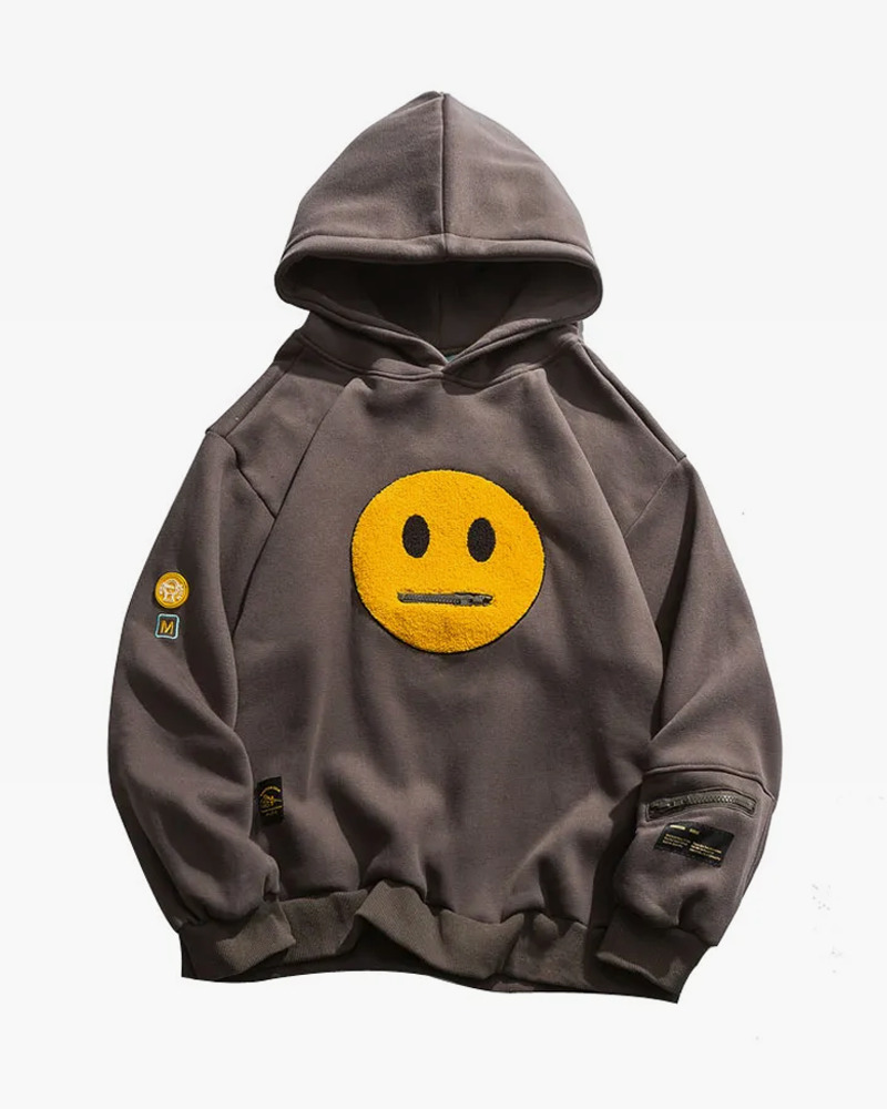 Y2K Smiley Hoodie - Retro 90s Grunge, Pastel Goth, Summer Y2K Outfits, Popstar Vibes