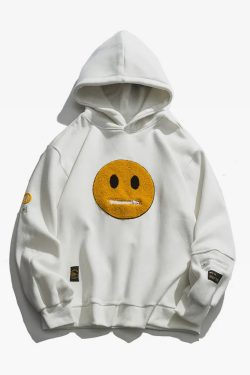 Y2K Smiley Hoodie - Retro 90s Grunge, Pastel Goth, Summer Y2K Outfits, Popstar Vibes
