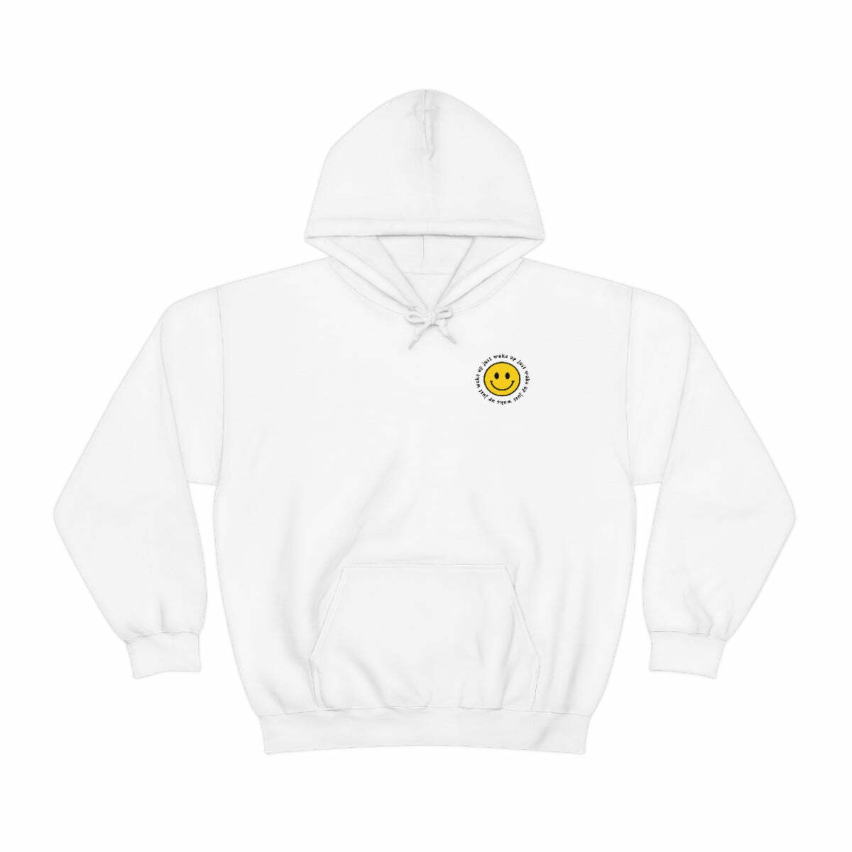 Y2K Smiley Just Woke Up Hoodie Sweatshirt - Retro 90s Grunge, Y2K Summer & Party Outfits