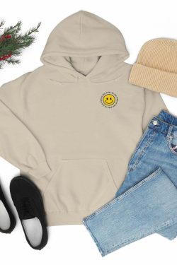 Y2K Smiley Just Woke Up Hoodie Sweatshirt - Retro 90s Grunge, Y2K Summer & Party Outfits