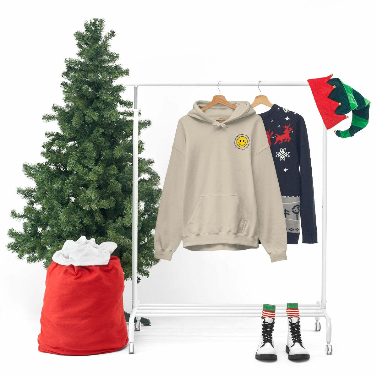 Y2K Smiley Just Woke Up Hoodie Sweatshirt - Retro 90s Grunge, Y2K Summer & Party Outfits