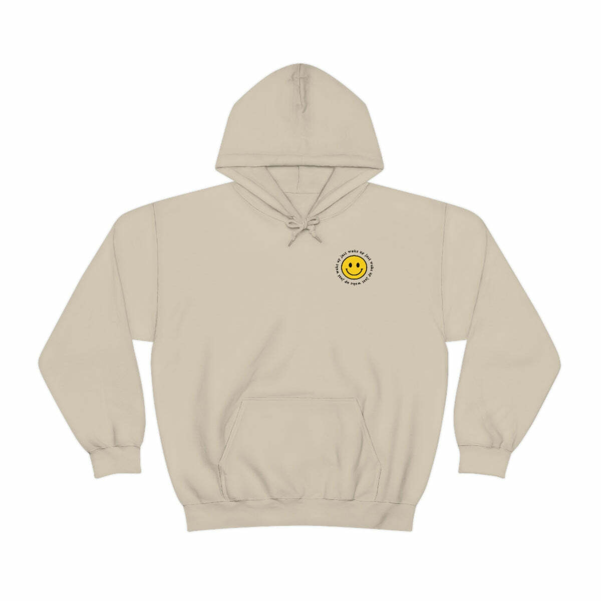 Y2K Smiley Just Woke Up Hoodie Sweatshirt - Retro 90s Grunge, Y2K Summer & Party Outfits