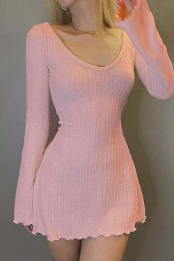 Y2K Soft Girl Backless Knitted Dress - 90s Grunge Summer Outfit, Retro Y2K Fashion
