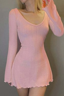 Y2K Soft Girl Backless Knitted Dress - 90s Grunge Summer Outfit, Retro Y2K Fashion