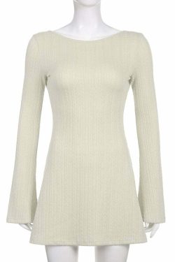 Y2K Soft Girl Backless Knitted Dress - 90s Grunge Summer Outfit, Retro Y2K Fashion