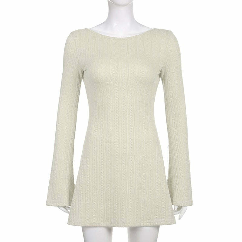 Y2K Soft Girl Backless Knitted Dress - 90s Grunge Summer Outfit, Retro Y2K Fashion
