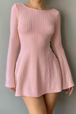 Y2K Soft Girl Backless Knitted Dress - 90s Grunge Summer Outfit, Retro Y2K Fashion