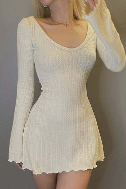 Y2K Soft Girl Backless Knitted Dress - 90s Grunge Summer Outfit, Retro Y2K Fashion