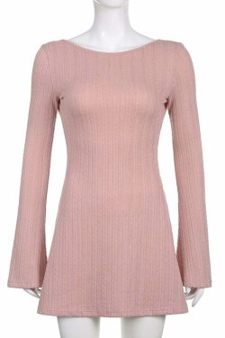 Y2K Soft Girl Backless Knitted Dress - 90s Grunge Summer Outfit, Retro Y2K Fashion