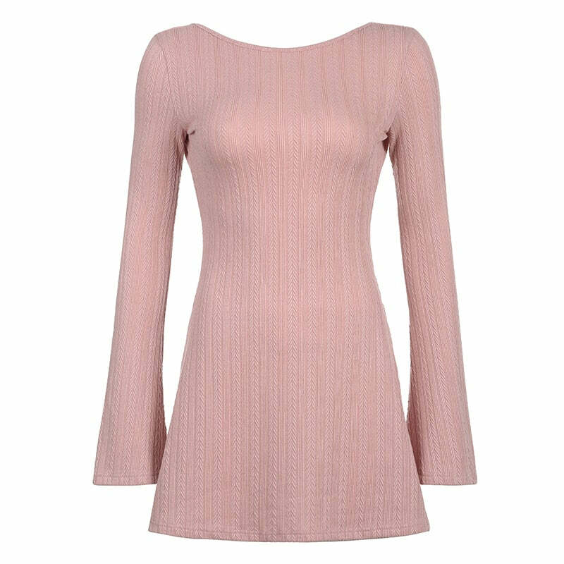 Y2K Soft Girl Backless Knitted Dress - 90s Grunge Summer Outfit, Retro Y2K Fashion