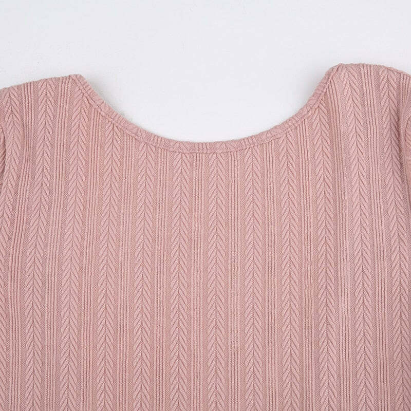 Y2K Soft Girl Backless Knitted Dress - 90s Grunge Summer Outfit, Retro Y2K Fashion