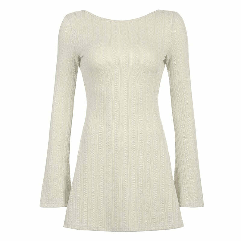 Y2K Soft Girl Backless Knitted Dress - 90s Grunge Summer Outfit, Retro Y2K Fashion