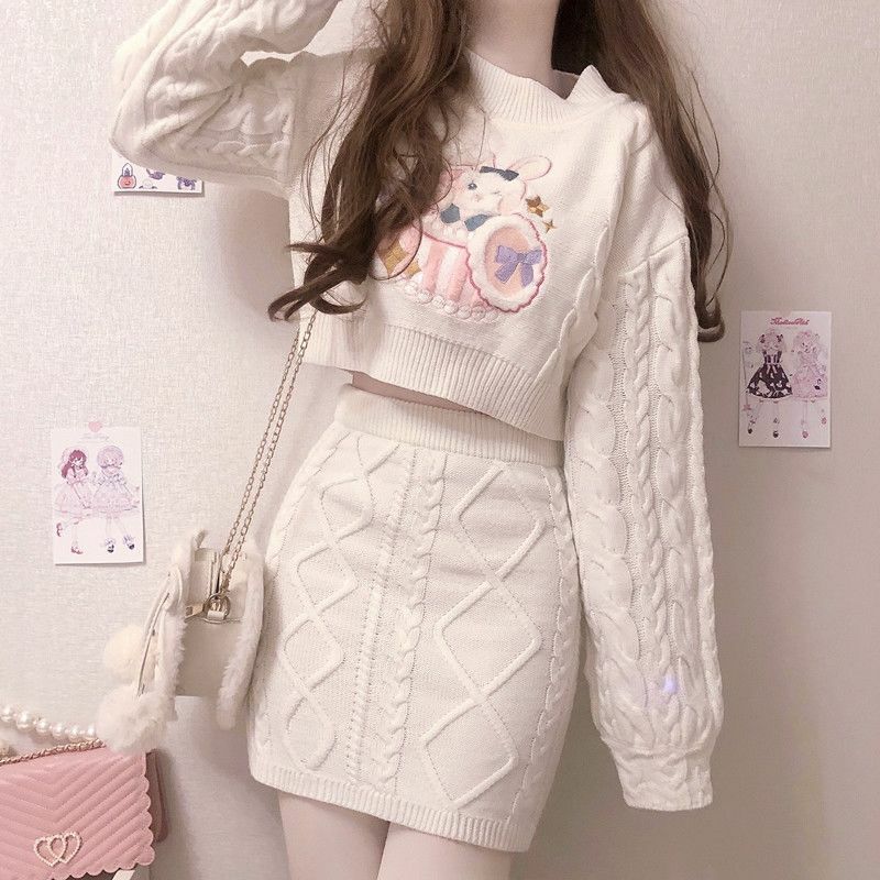 Y2K Soft Girl Kawaii Two Piece Set - 90s Grunge, Retro Summer Outfits, Pastel Goth Fashion