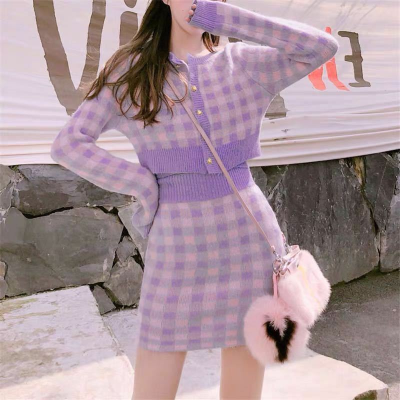 Y2K Soft Girl Knitted Cardigan Skirt 3-Piece Set Pink - Retro 90s Grunge Summer Outfit
