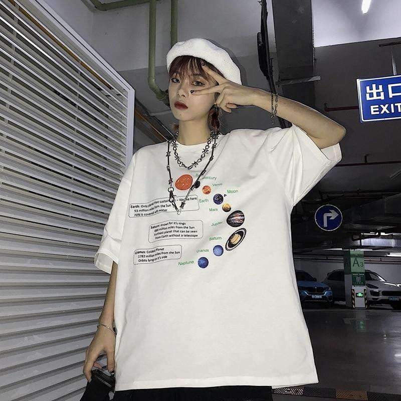 Y2K Solar System Shirt - Retro 90s Grunge, Pastel Goth, Summer Y2K Outfits, Baby Tees Y2