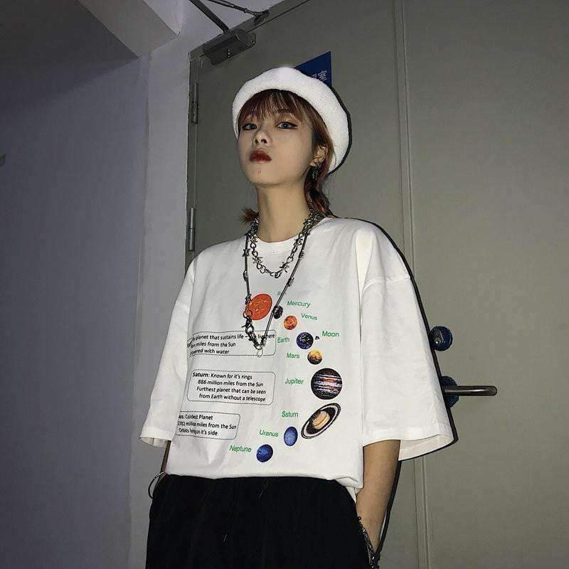 Y2K Solar System Shirt - Retro 90s Grunge, Pastel Goth, Summer Y2K Outfits, Baby Tees Y2