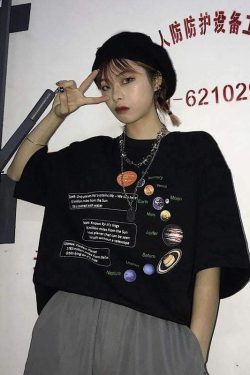 Y2K Solar System Shirt - Retro 90s Grunge, Pastel Goth, Summer Y2K Outfits, Baby Tees Y2