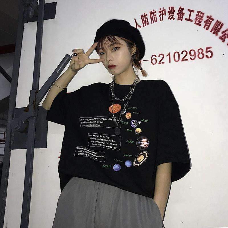 Y2K Solar System Shirt - Retro 90s Grunge, Pastel Goth, Summer Y2K Outfits, Baby Tees Y2