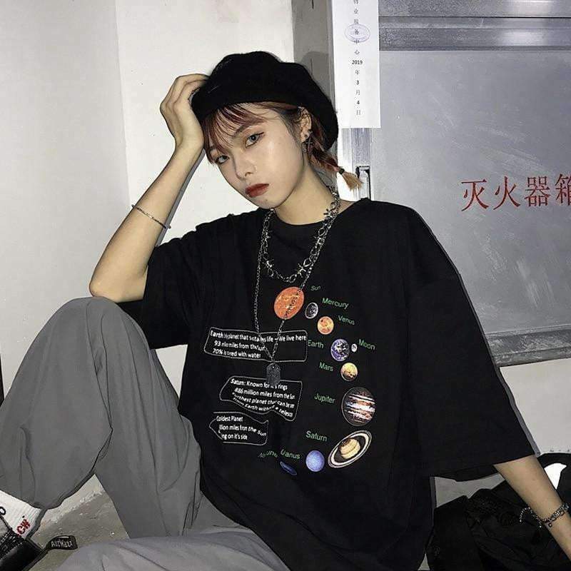 Y2K Solar System Shirt - Retro 90s Grunge, Pastel Goth, Summer Y2K Outfits, Baby Tees Y2