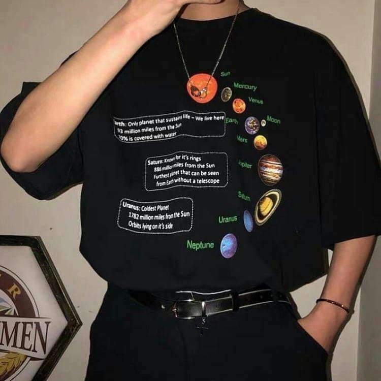 Y2K Solar System Shirt - Retro 90s Grunge, Pastel Goth, Summer Y2K Outfits, Baby Tees Y2