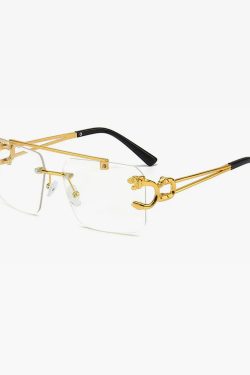 Y2K Square Rimless Sunglasses - Retro 90s Grunge, Hip Hop, and Pastel Goth Fashion