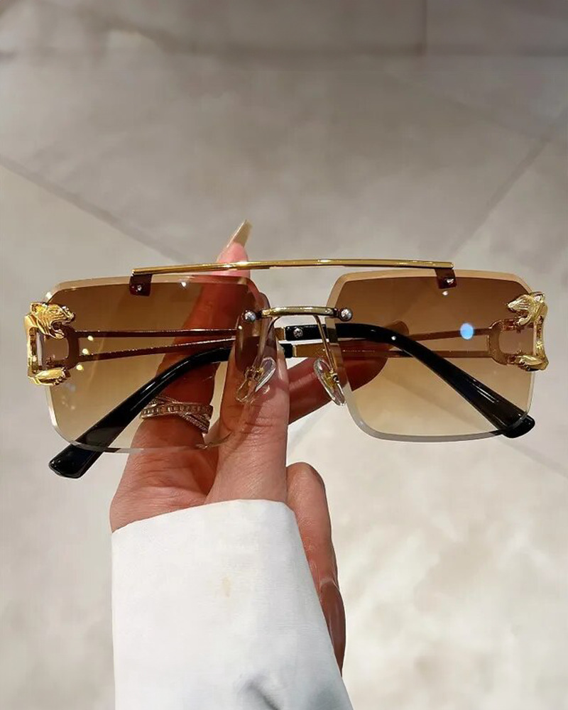 Y2K Square Rimless Sunglasses - Retro 90s Grunge, Hip Hop, and Pastel Goth Fashion