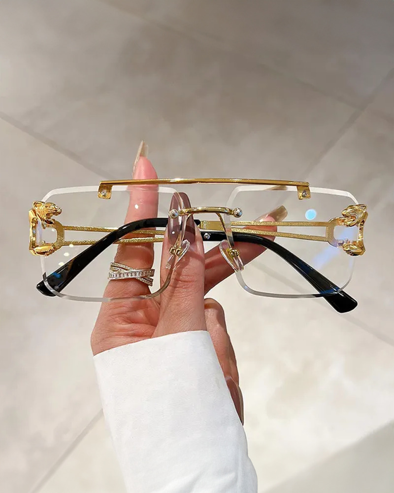 Y2K Square Rimless Sunglasses - Retro 90s Grunge, Hip Hop, and Pastel Goth Fashion