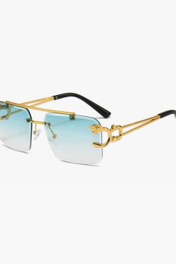 Y2K Square Rimless Sunglasses - Retro 90s Grunge, Hip Hop, and Pastel Goth Fashion